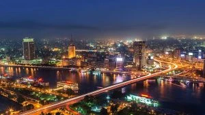 Lantern-lit El Moez Street in Islamic Cairo at night